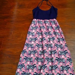 HUTCH ELEPHANT 🐘 navy pink backless sleeveless beach maxi beach sundress XS
